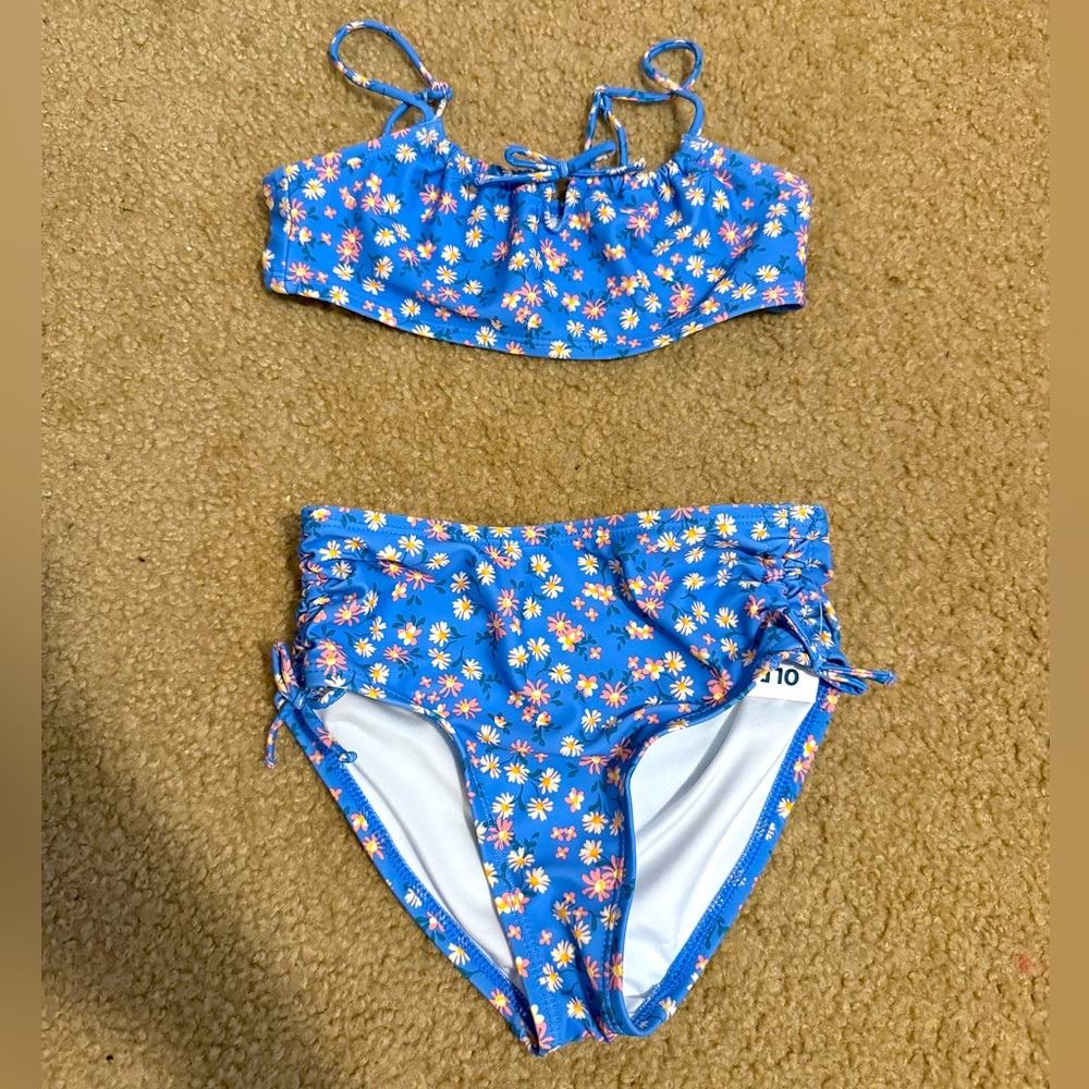 Old Navy Girls Blue Floral Bikini Size Small 6-7